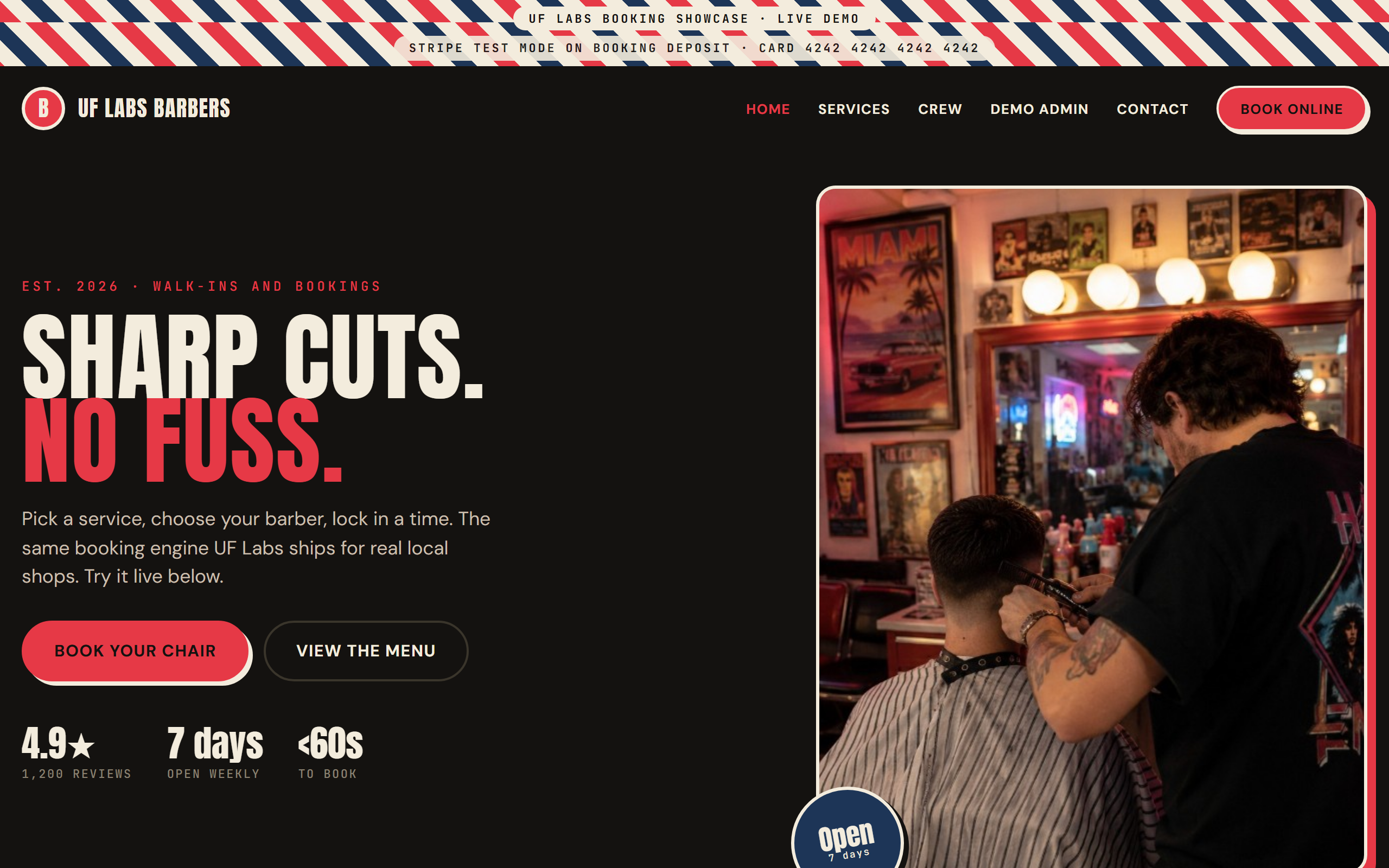 UF Labs Barbers demo site preview