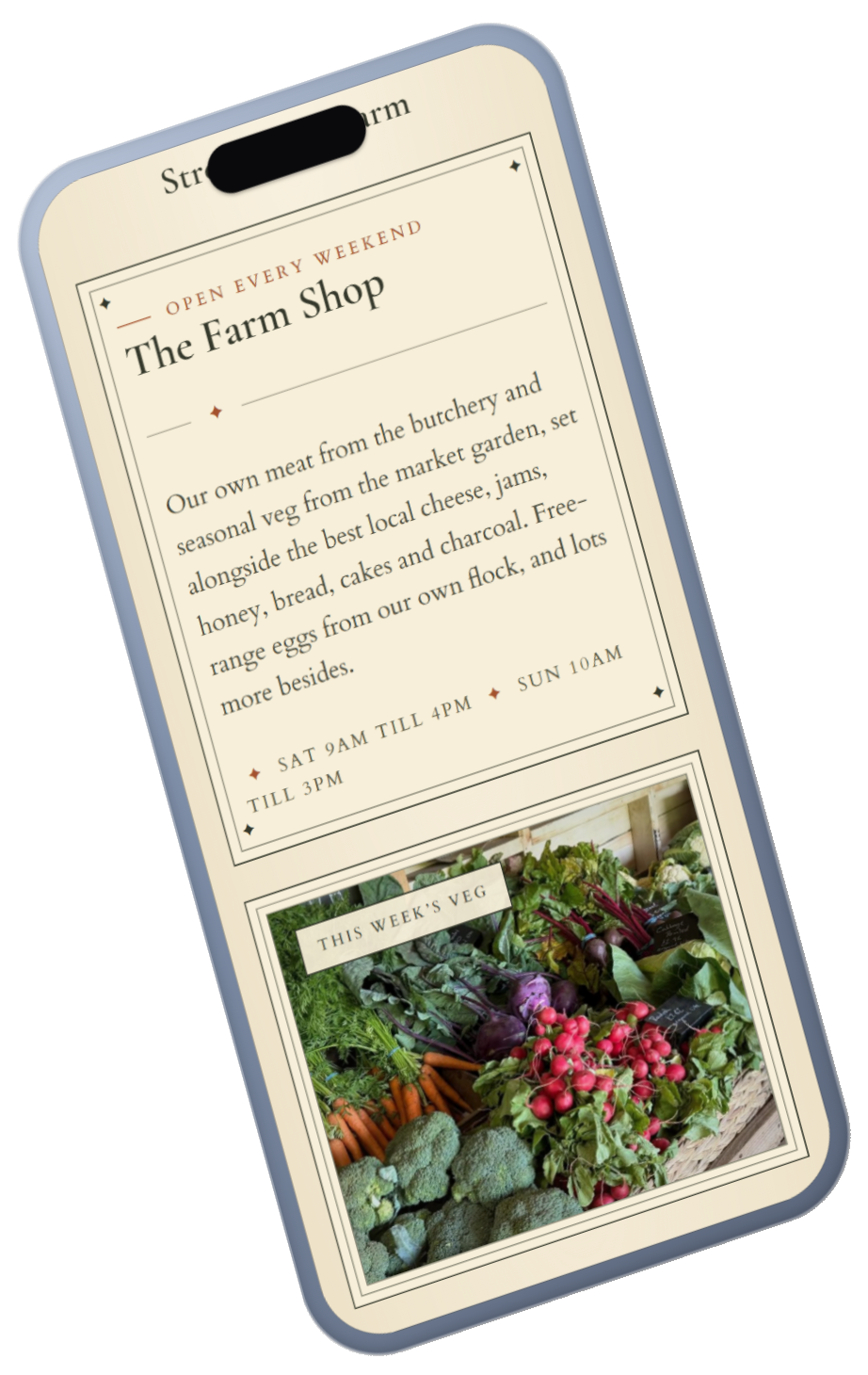 Street Croft Farm farm shop on mobile